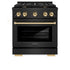 ZLINE 30"Paramount Dual Fuel Range Black Stainless Steel, Gold SDRBZ-30-G