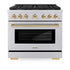 ZLINE 36"Paramount Dual Fuel Range Stainless Steel Gold SDRZ-36-G