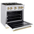 ZLINE 36" Dual Fuel Range, Gas Cooktop, Electric Convection Oven DuraSnow® Stainless Steel, White Matte Door Champagne Bronze CDRSZ-WM-36-CB