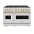 ZLINE 48" Classic Gas Range, Convection Gas Oven DuraSnow® Stainless Steel, Gold CGRSZ-48-G