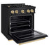 ZLINE 30" Classic Gas Range, Convection Gas Oven Black Stainless Steel, Gold CGRBZ-30-G