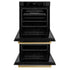 ZLINE 30"Professional True Convection Double Wall Oven, Air Fry, Self Clean Black Stainless Steel, Gold WADBZ-30-G