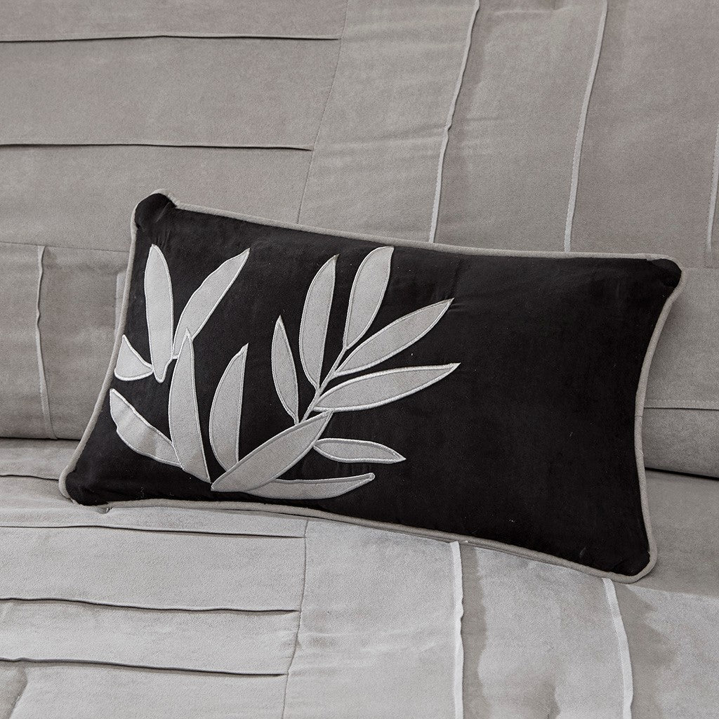 7 Piece Faux Suede Comforter Set Grey Full