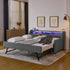 Upholstered Sofa Bed With LED Lights, Storage Headboard, Foldable Trundle & Wireless Charging