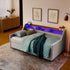 Twin Upholstered Sofa Bed With LED Lights, Storage Drawers, Adjustable Headboard & Wireless Charging - Beige
