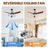 Ceiling Fan With 3 Blades, Remote Control Reversible DC Motor, Dimmable Light, And 1H / 4H / 8H Timer - Black