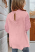 Solid Swiss Dot Balloon Sleeve Blouse