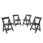 Solid Wood Upholstered Folding Chair Set, Dining Room (Set of 4)