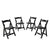 Solid Wood Upholstered Folding Chair Set, Dining Room (Set of 4)