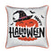 Embroidered Halloween Pumpkin Accent Pillow with Festive Detailing - Neutral