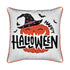 Embroidered Halloween Pumpkin Accent Pillow with Festive Detailing - Neutral