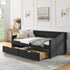 Upholstered Tufted Daybed With 2 Drawers, Waved Arms