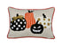 Embroidered Halloween Pumpkin Pillow with Polka Dot Linen – Multicolor