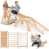 5 in 1 Montessori Climbing Set: Triangle Ladder + Arch/Rocker + Slide Board/Ramp + Netting rope + Cushion