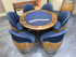 Dark Navy Blue Wine Barrel Poker Set with Removable Dining Top - Game Table & Barrel Chair - Wine Barrel Table for Dining and Poker