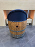 Dark Navy Blue Wine Barrel Poker Set with Removable Dining Top - Game Table & Barrel Chair - Wine Barrel Table for Dining and Poker