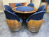 Dark Navy Blue Wine Barrel Poker Set with Removable Dining Top - Game Table & Barrel Chair - Wine Barrel Table for Dining and Poker