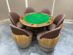 Wine Barrel Poker Set with Removable Dining Top - Game Table & Barrel Chair - Wine Barrel Table for Dining and Poker