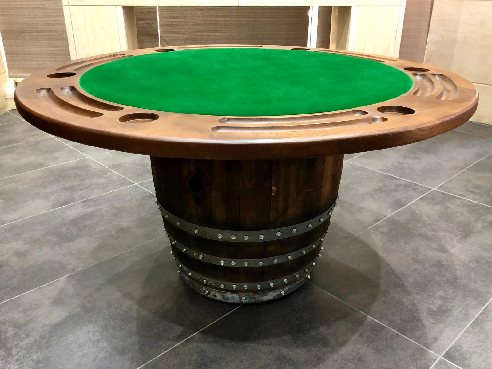 Wine Barrel Poker Set with Removable Dining Top - Game Table & Barrel Chair - Wine Barrel Table for Dining and Poker