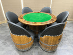 Wine Barrel Poker Set with Removable Dining Top - Game Table & Barrel Chair - Wine Barrel Table for Dining and Poker