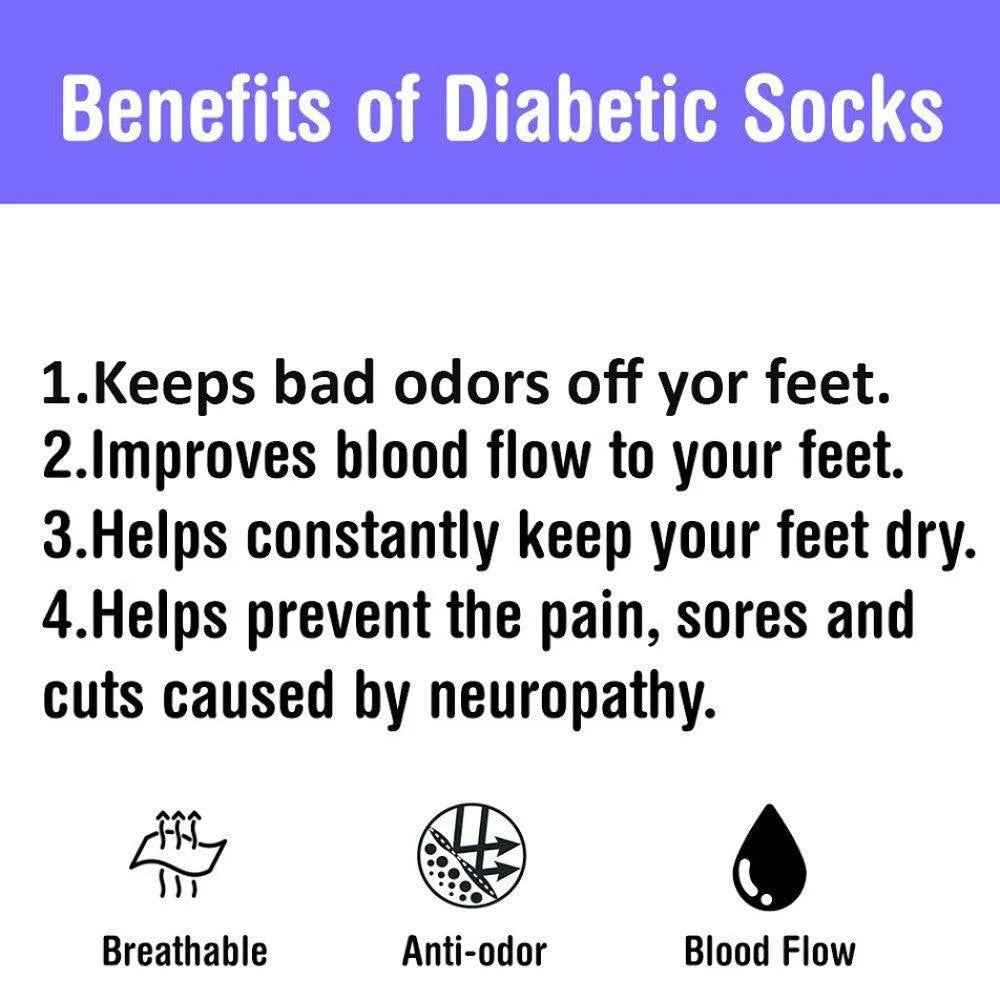 6 Pairs Physicians Approved Diabetic Crew Socks Unisex Black/Grey/White