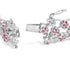 14K White Gold Pink Sapphire and Diamond Floral Lattice Link Bracelet - 7.25" Inches