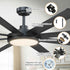 60" Black Led Indoor Ceiling Fan with Remote 8 Blade