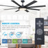 60" Black Led Indoor Ceiling Fan with Remote 8 Blade
