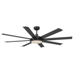60" Black Led Indoor Ceiling Fan with Remote 8 Blade