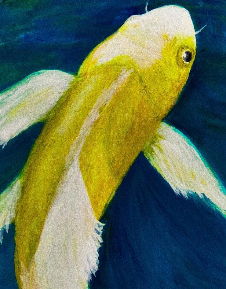 Koi Fish with Pink Water Lily Painting Wall Mural. #6000