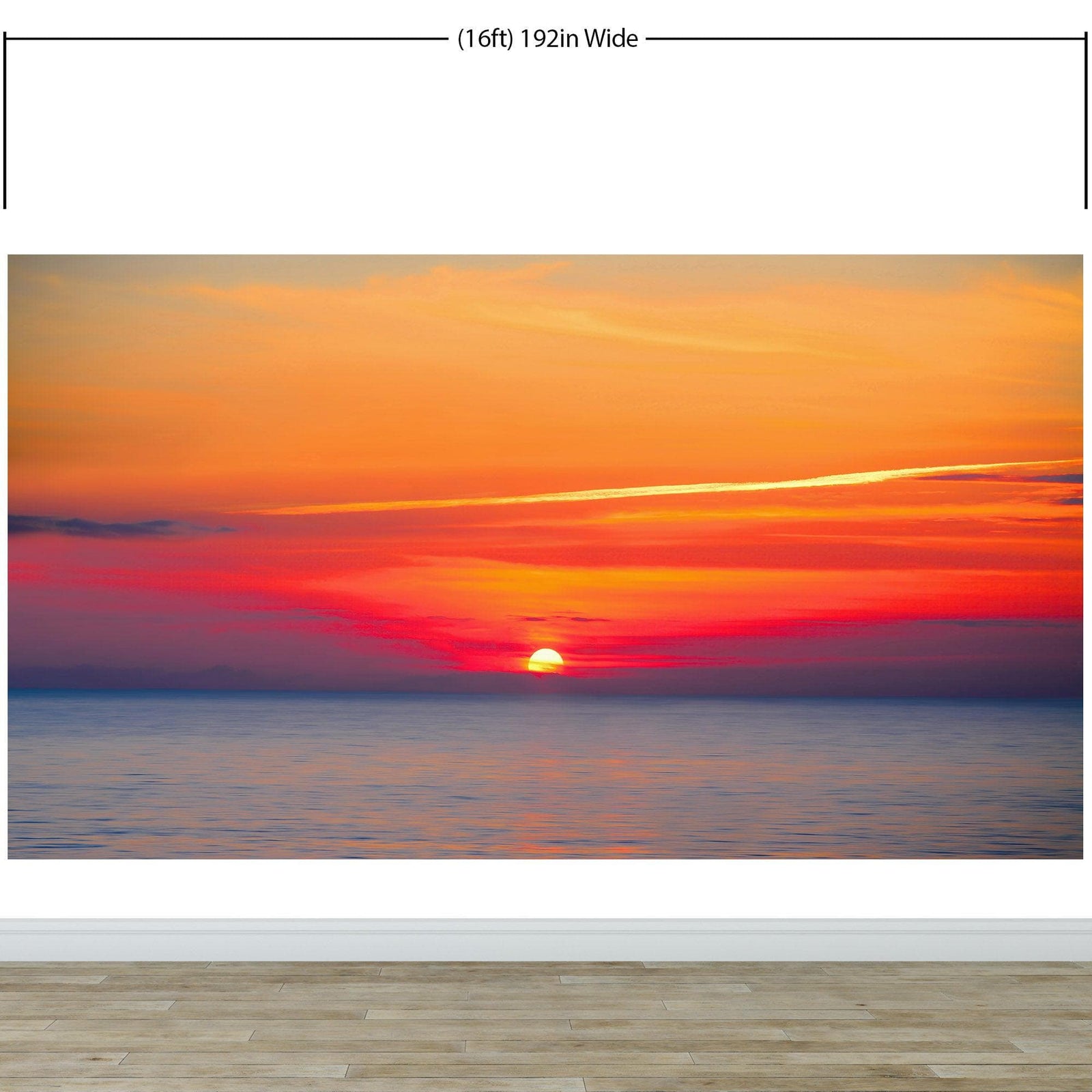 Red Sky Sunset over Beach Wall Mural Decal Sticker #6005