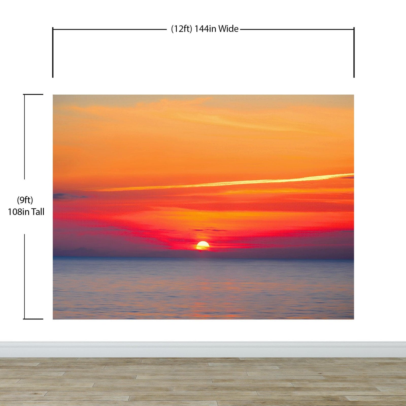 Red Sky Sunset over Beach Wall Mural Decal Sticker #6005