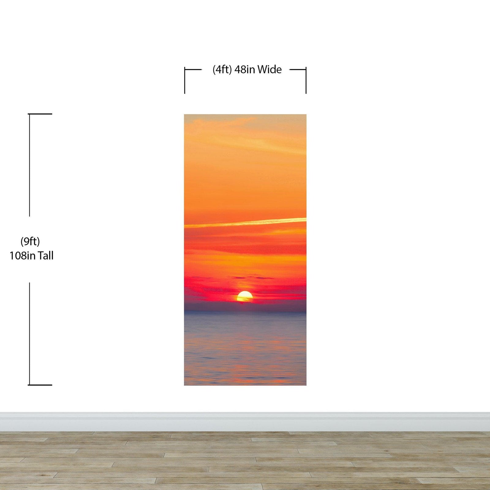 Red Sky Sunset over Beach Wall Mural Decal Sticker #6005