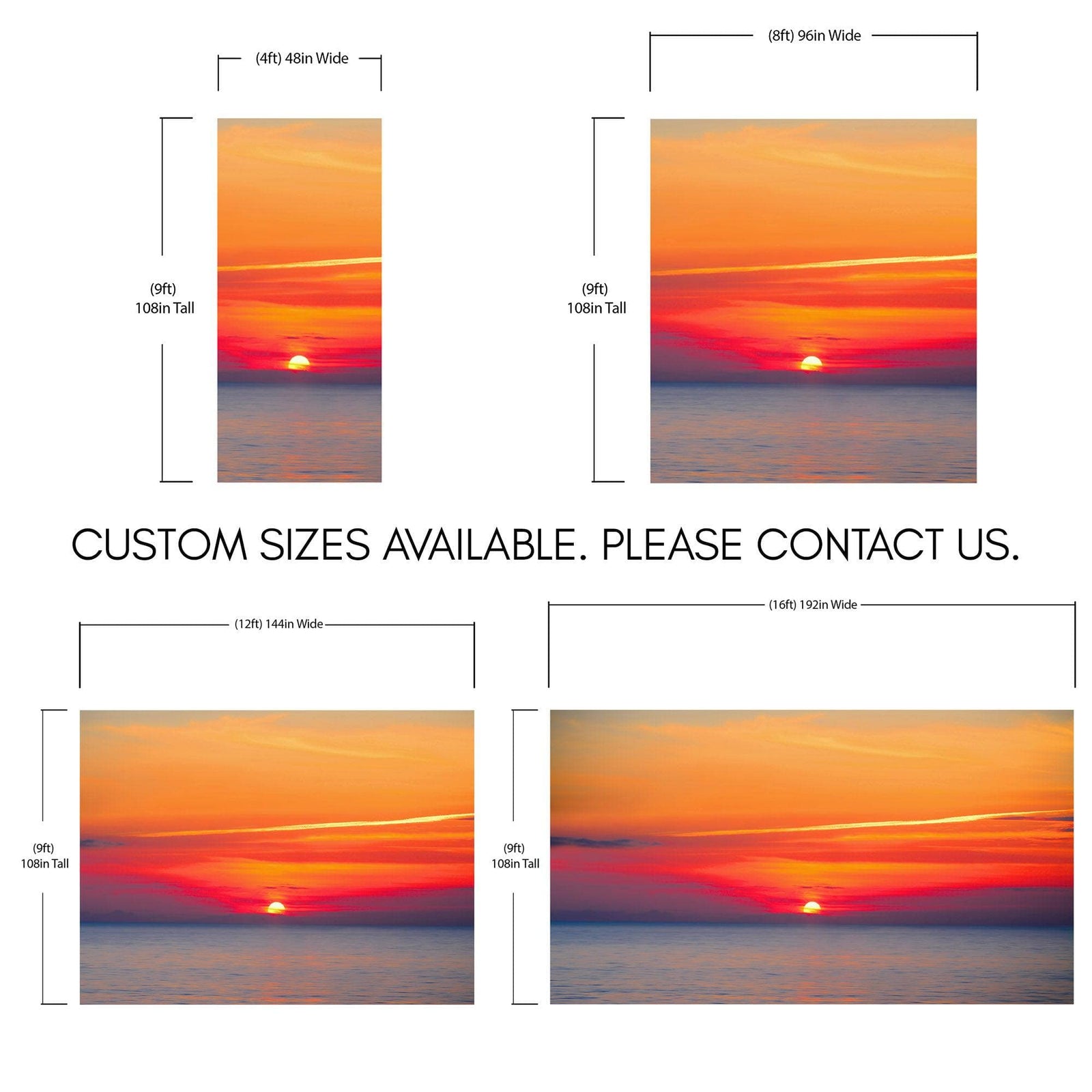 Red Sky Sunset over Beach Wall Mural Decal Sticker #6005