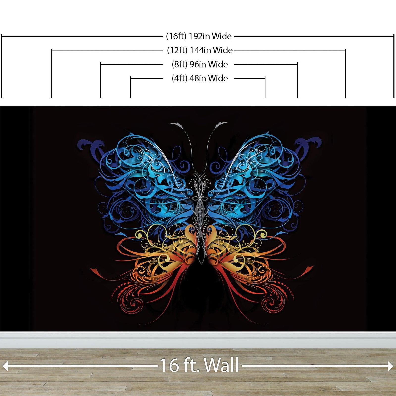 Large Swirl Butterfly Wall Graphic Mural #6024