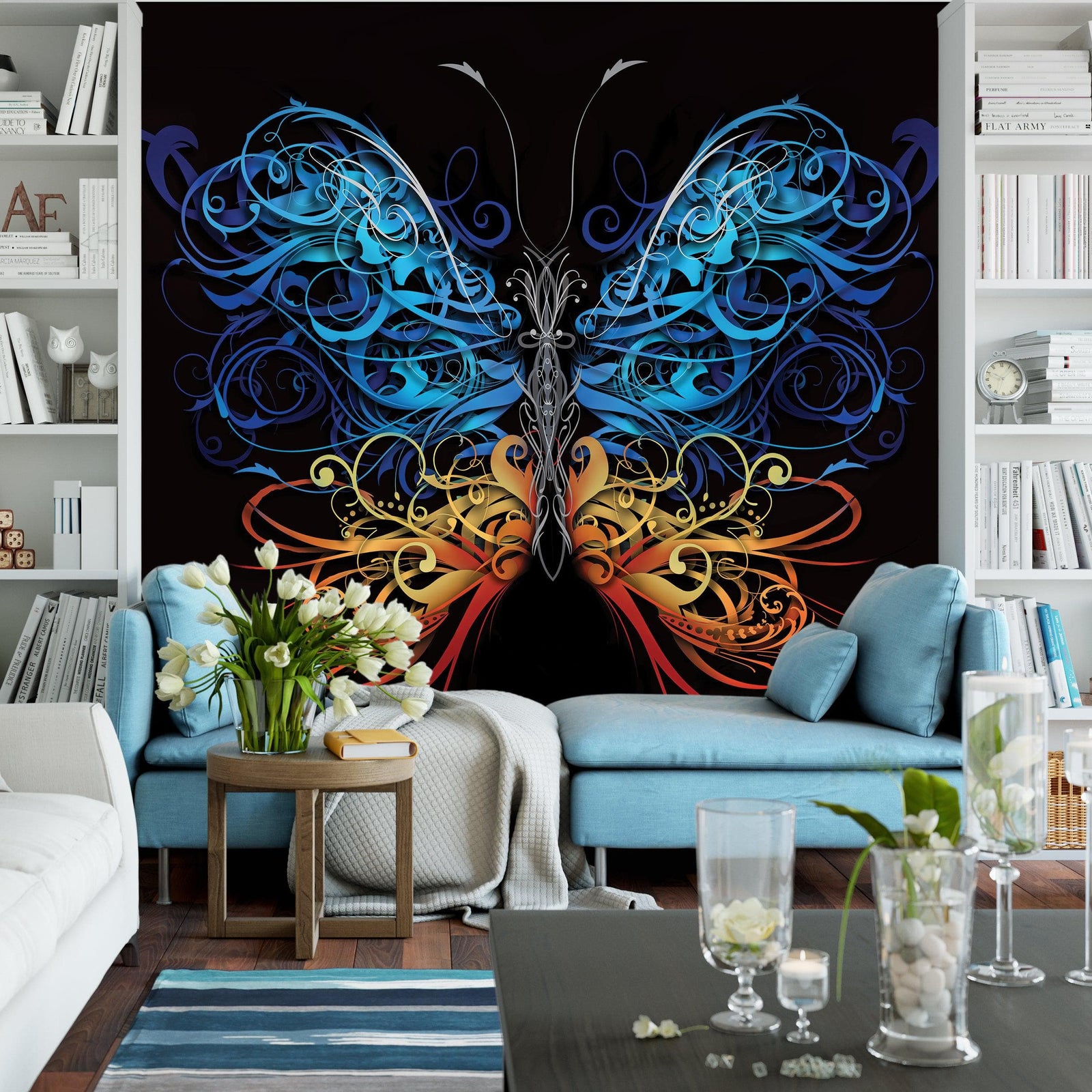 Large Swirl Butterfly Wall Graphic Mural #6024