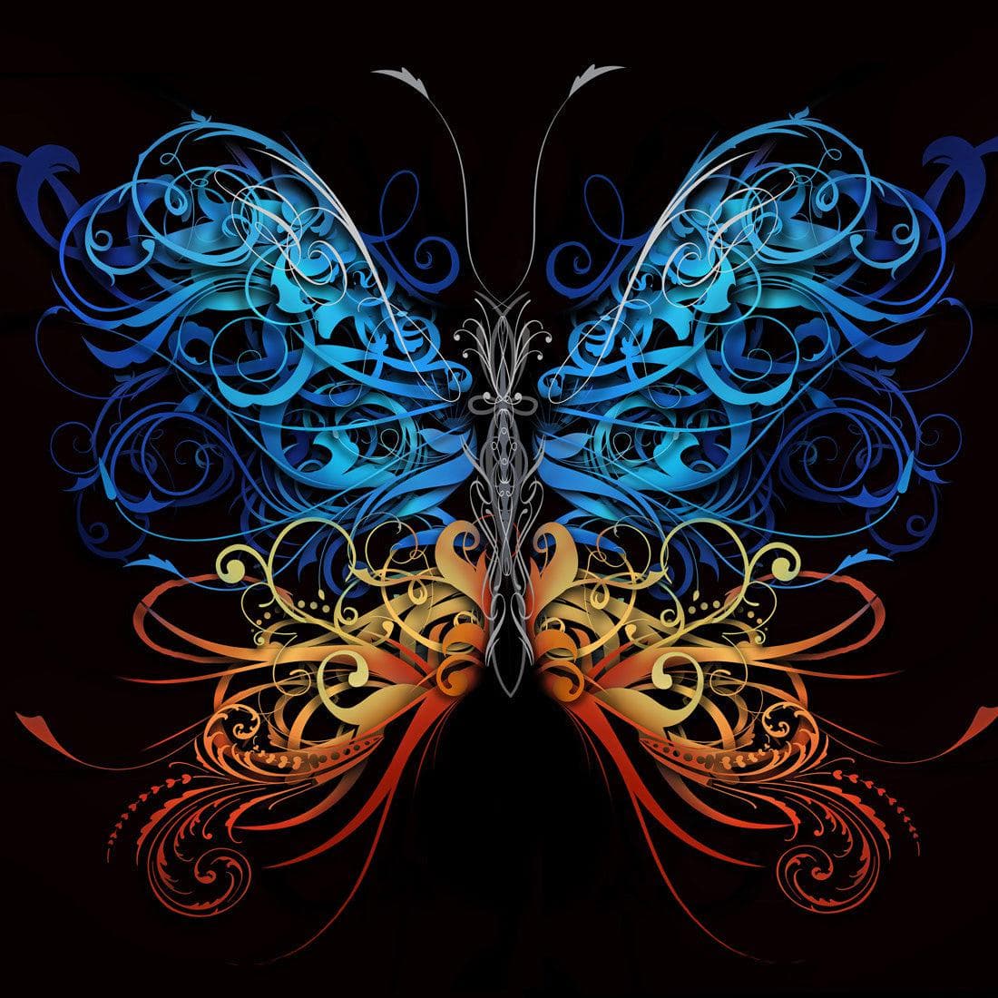 Large Swirl Butterfly Wall Graphic Mural #6024