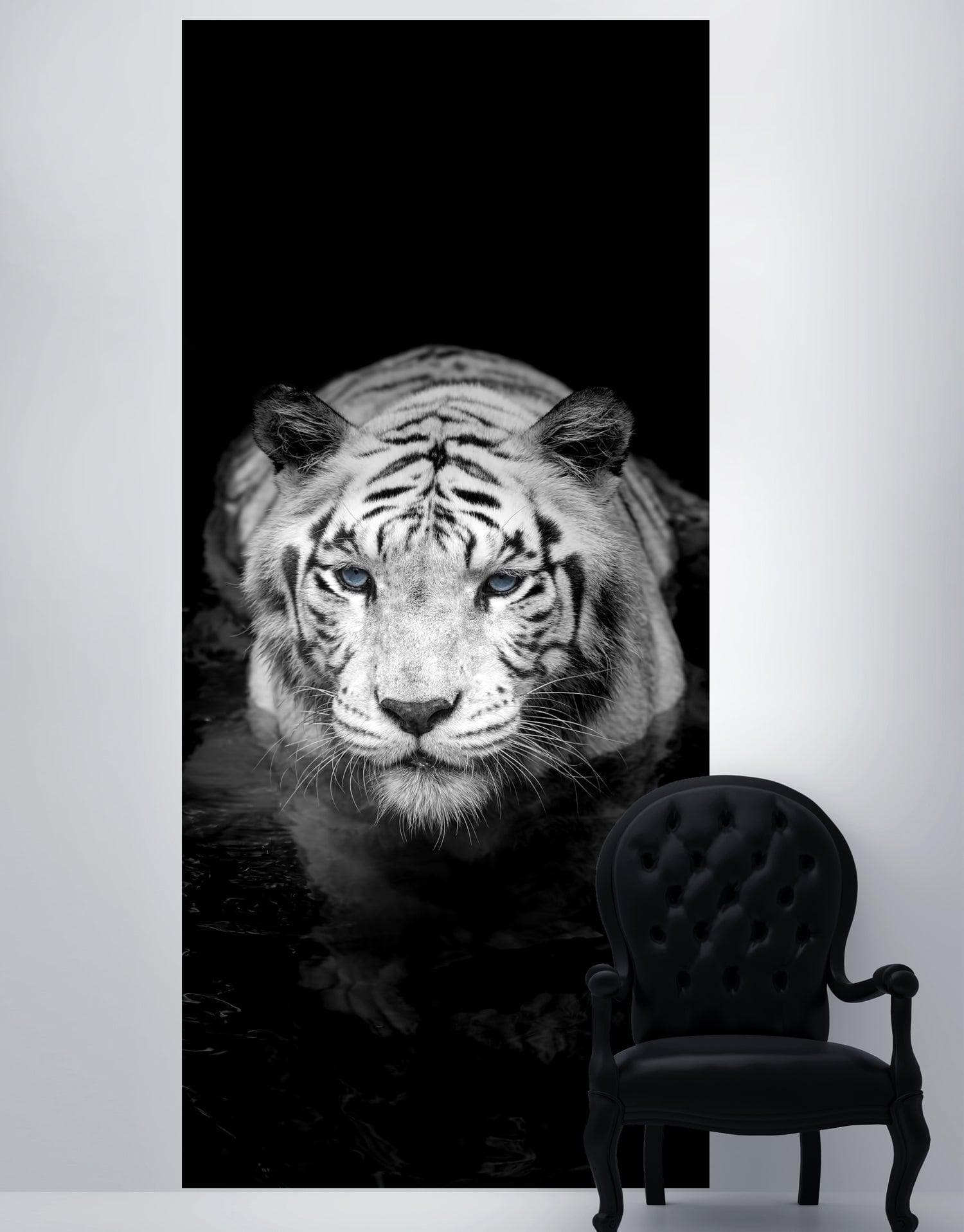 Tiger Stare Down Large Mural (Black and White) #6045