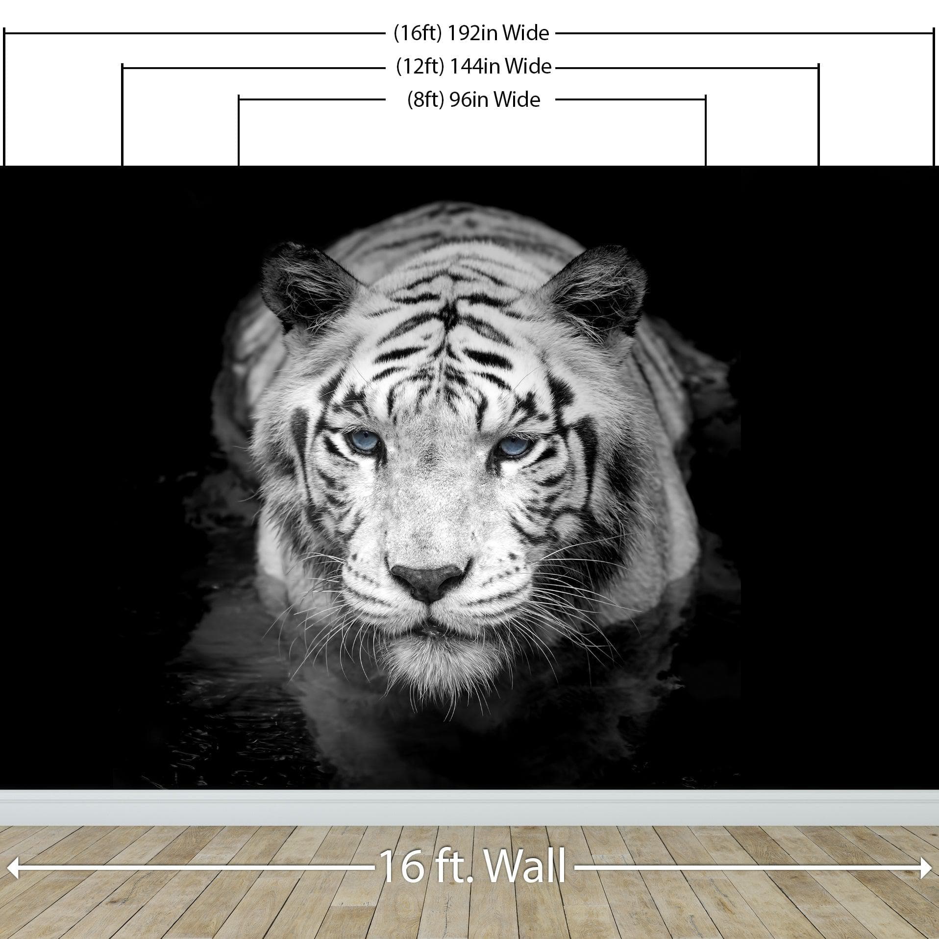 Tiger Stare Down Large Mural (Black and White) #6045