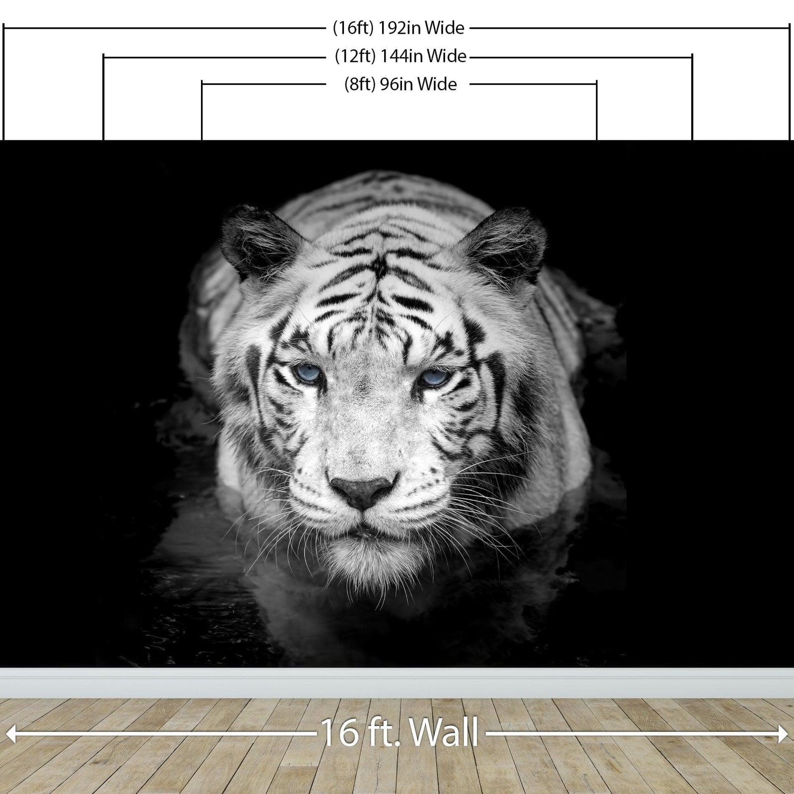 Tiger Stare Down Large Mural (Black and White) #6045