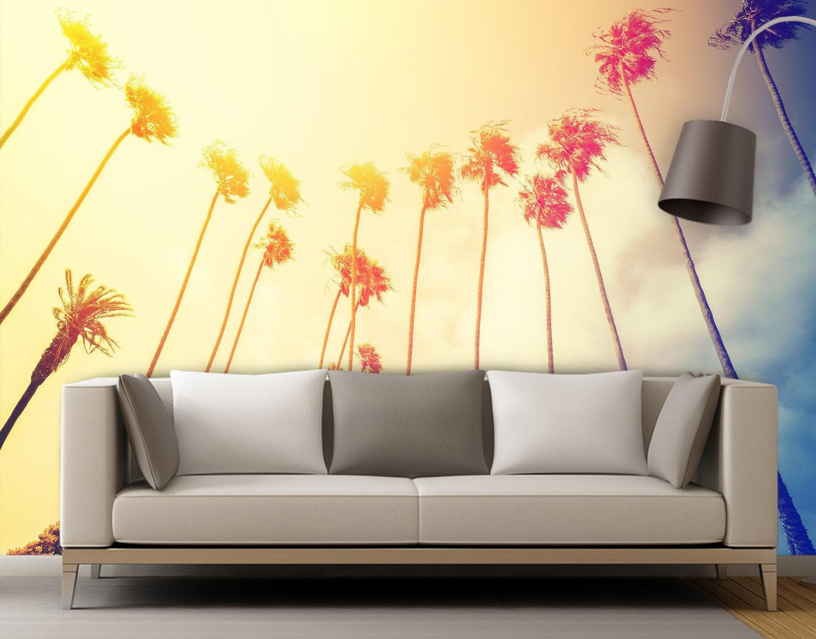 Retro California Sunset Palmtree Wall Mural #6050