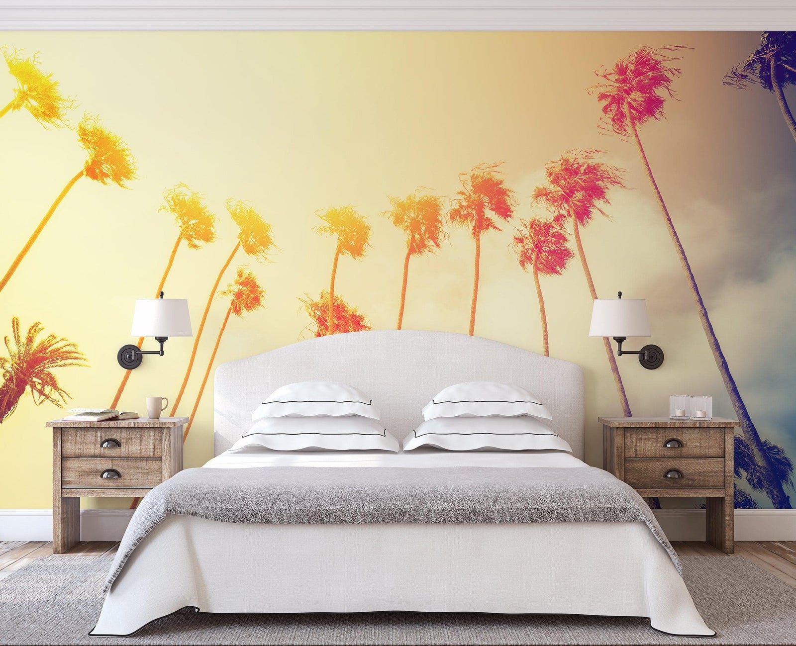 Retro California Sunset Palmtree Wall Mural #6050