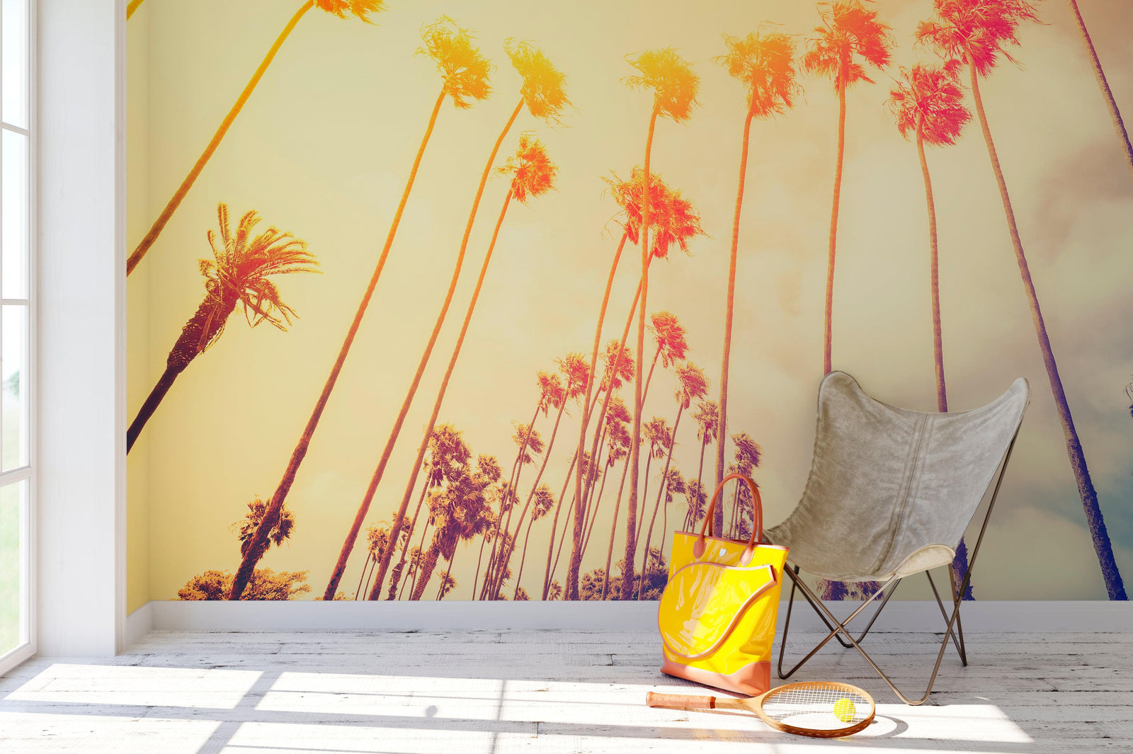 Retro California Sunset Palmtree Wall Mural #6050