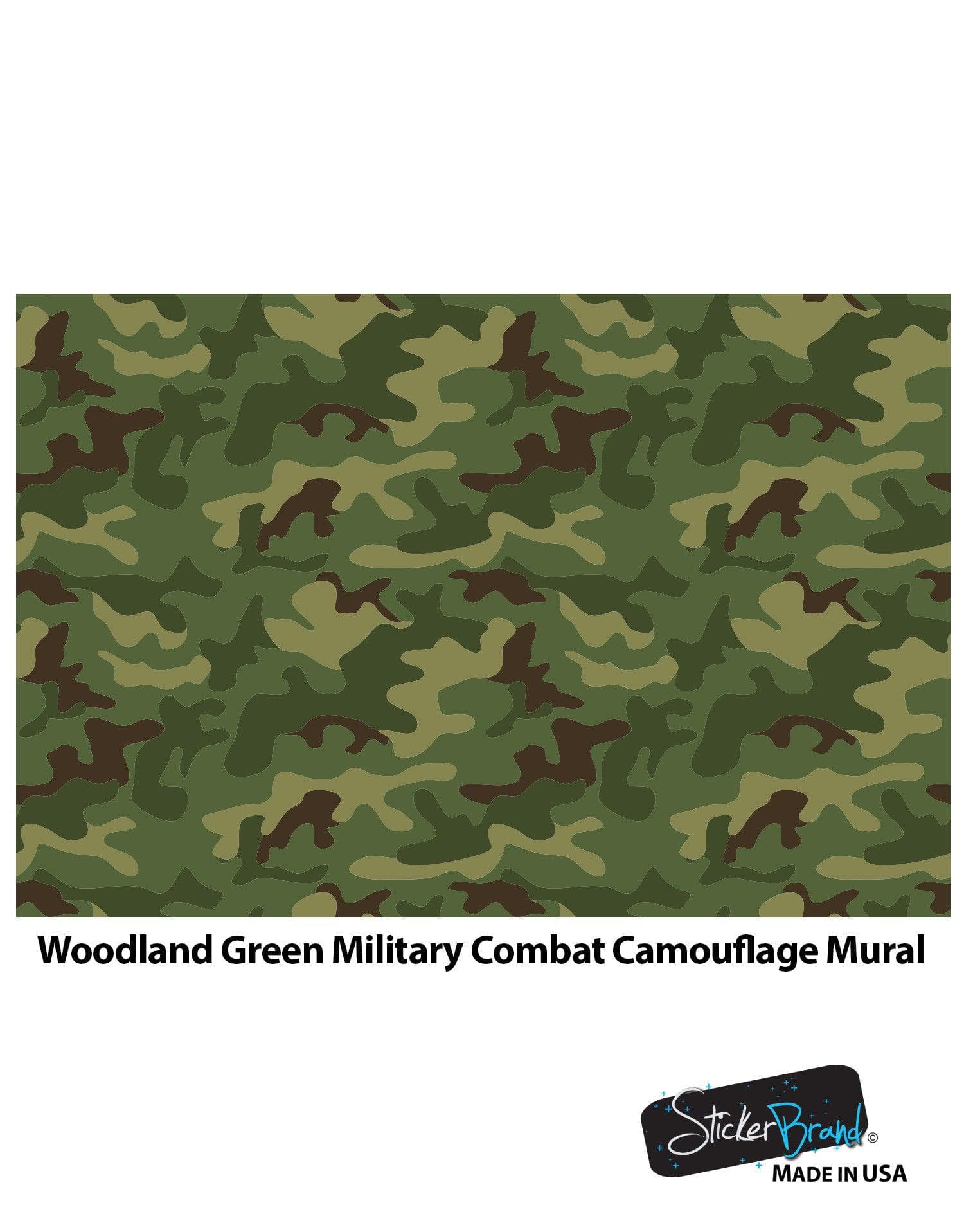 Woodland Green Military Combat Camo Camouflage Wall Mural #6064