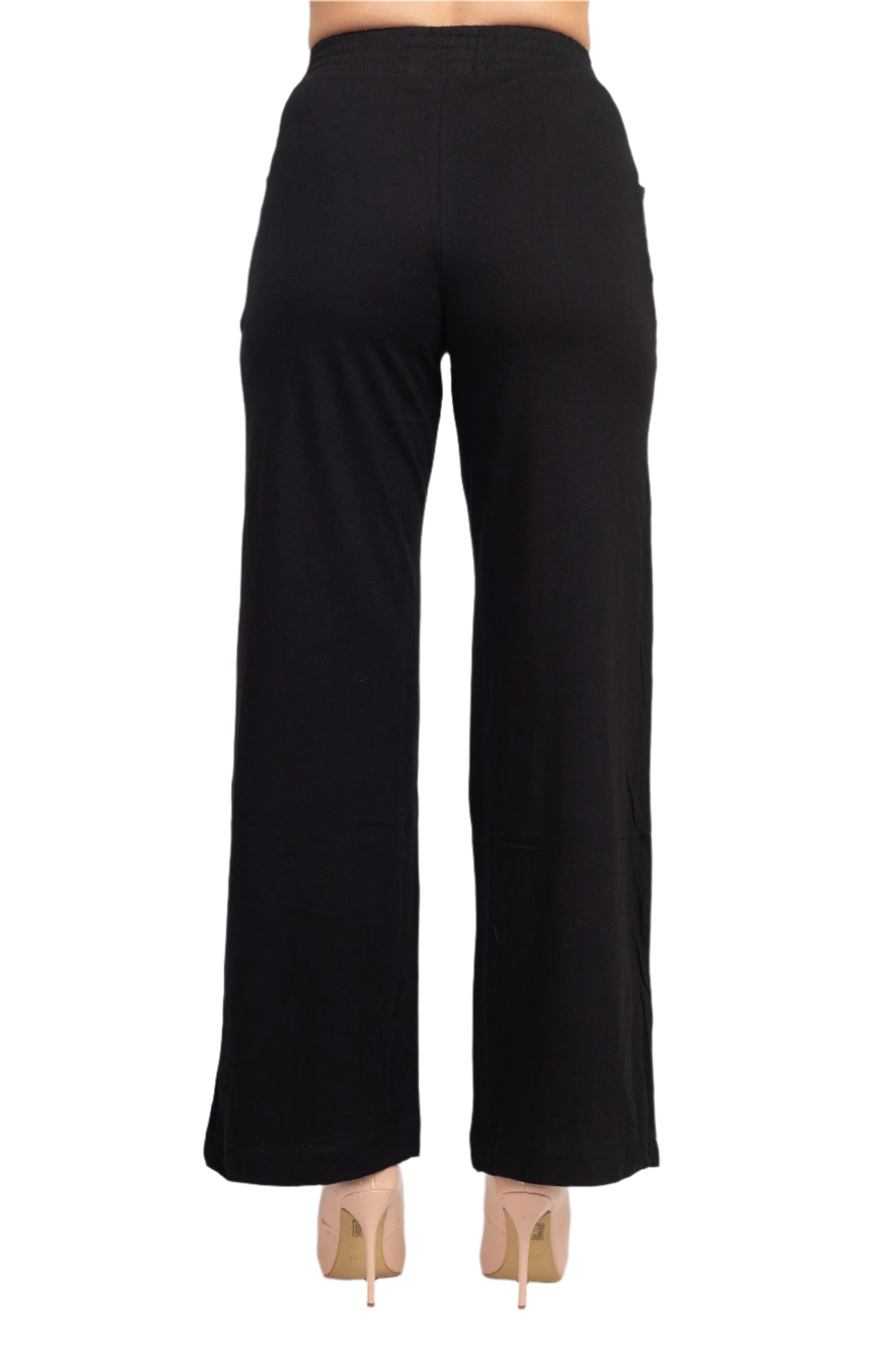 For the Republic Elastic Mid Waist Wide Leg Pockets Solid Pull-on Jersey Pant