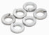 Set of metal washers on a white background