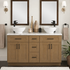 60 Inch Natural Shaker Double Sink Bathroom Vanity with Drawers