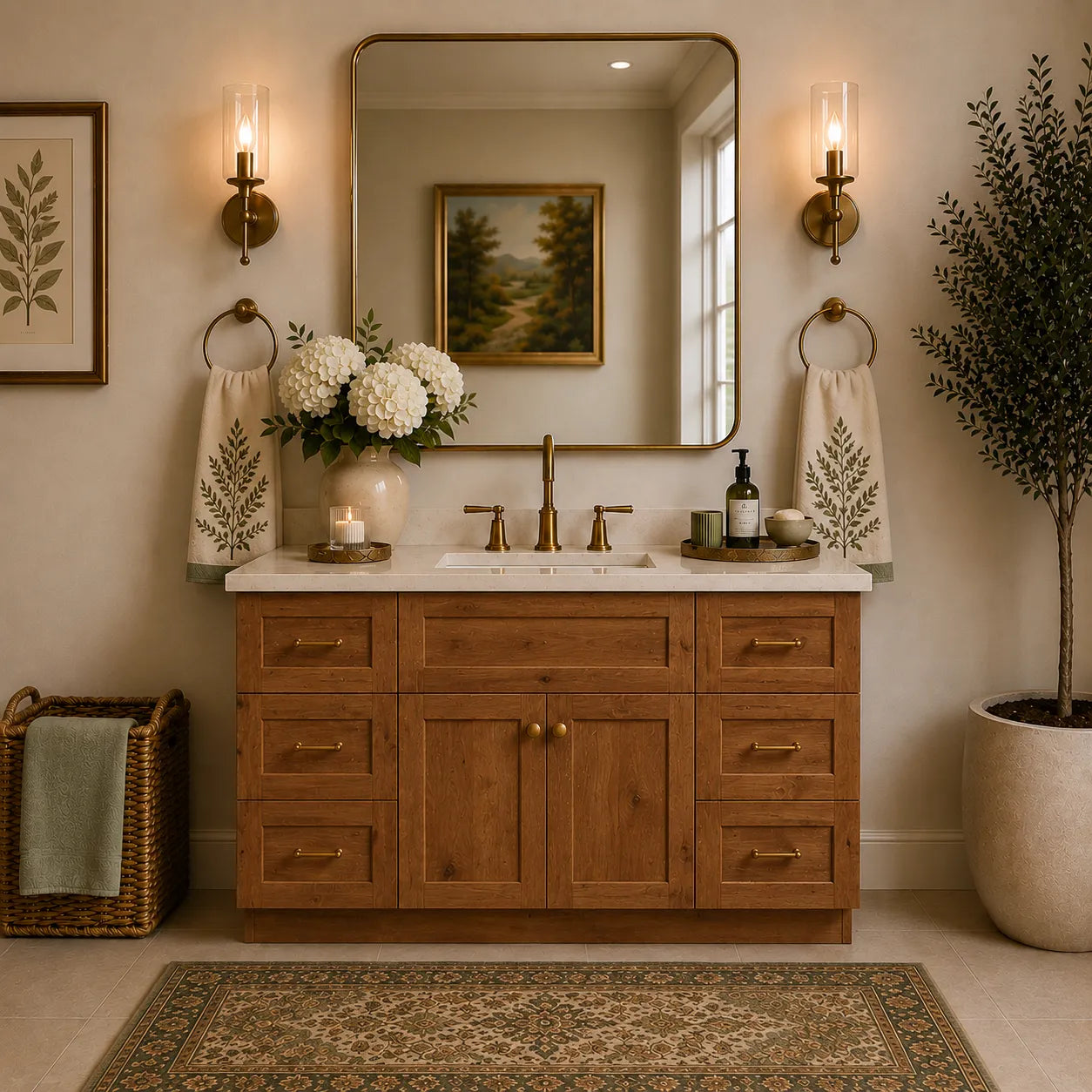 60 Inch Rustic Shaker Single Sink Bathroom Vanity with Drawers
