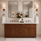 60 Inch Saddle Brown Double Sink Bathroom Vanity Combo w/ Drawers