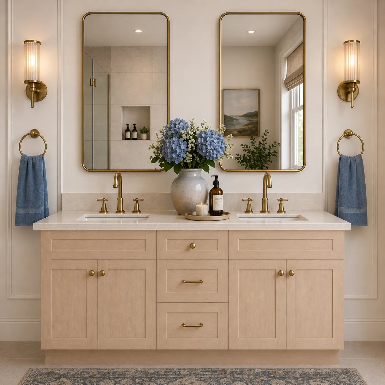 60 Inch Toffee Shaker Double Sink Bathroom Vanity with Drawers